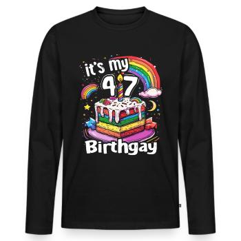 C’est ma naissancegay Naissance-gay Gay Gay - T-shirt manches longues Premium bio Homme - noir - Devant - Nico (187cm)