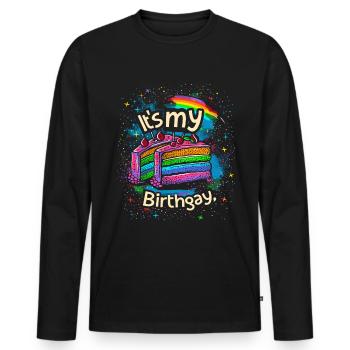 C’est ma naissancegay naissance-gay lgbt gay - T-shirt manches longues Premium bio Homme - noir - Devant - Nico (187cm)
