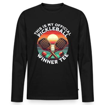 Pickleball Player - Men's Premium Organic Long Sleeve Shirt - black - Front - Nico (187cm)
