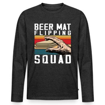 Bierdeckel Umdrehen Spiel Bier - Männer Premium Bio Langarmshirt - Anthrazit meliert - Vorne - Nico (187cm)