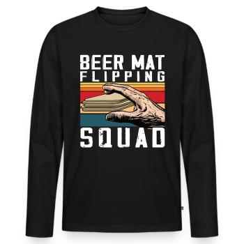 Bierdeckel Umdrehen Spiel Bier - Männer Premium Bio Langarmshirt - Schwarz - Vorne - Nico (187cm)