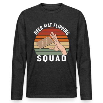 Bierdeckel Umdrehen Spiel Bier - Männer Premium Bio Langarmshirt - Anthrazit meliert - Vorne - Nico (187cm)