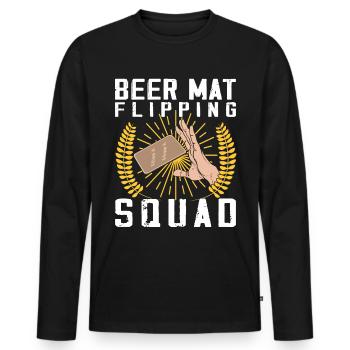 Bierdeckel Umdrehen Spiel Bier - Männer Premium Bio Langarmshirt - Schwarz - Vorne - Nico (187cm)
