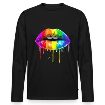 Anniversaire Naissancegay Naissance-gay Gay Gay - T-shirt manches longues Premium bio Homme - noir - Devant - Nico (187cm)