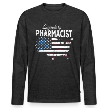 Pharmacist - Men's Premium Organic Long Sleeve Shirt - heather anthracite - Front - Nico (187cm)