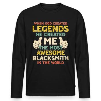 Blacksmith - Men's Premium Organic Long Sleeve Shirt - black - Front - Nico (187cm)
