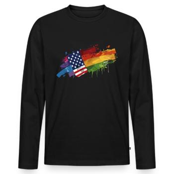 Anniversaire Naissancegay Naissance-gay Gay Gay - T-shirt manches longues Premium bio Homme - noir - Devant - Nico (187cm)