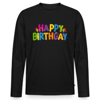 Anniversaire Naissancegay Naissance-gay Gay Gay - T-shirt manches longues Premium bio Homme - noir - Devant - Nico (187cm)