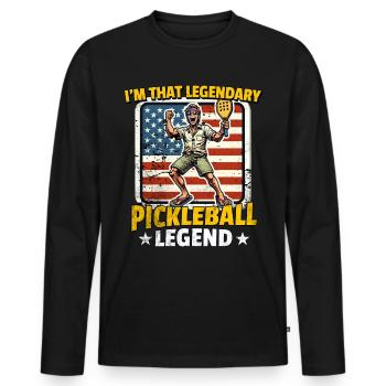 Légende du pickleball - T-shirt manches longues Premium bio Homme - noir - Devant - Nico (187cm)