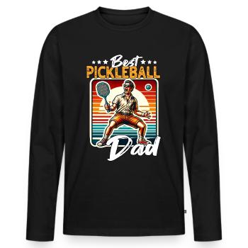 Papa de pickleball - T-shirt manches longues Premium bio Homme - noir - Devant - Nico (187cm)