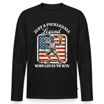 Joueur de pickleball américain - T-shirt manches longues Premium bio Homme - noir - Devant - Nico (187cm)