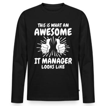 IT Manager - Männer Premium Bio Langarmshirt - Schwarz - Vorne - Nico (187cm)