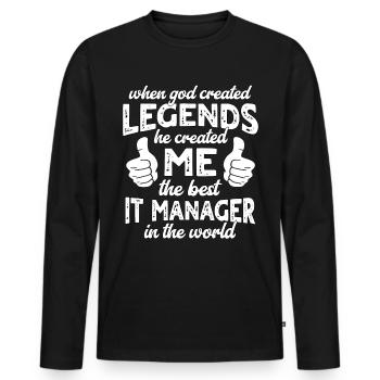 Bester IT Manager Legende - Männer Premium Bio Langarmshirt - Schwarz - Vorne - Nico (187cm)