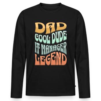Papa IT Manager - Männer Premium Bio Langarmshirt - Schwarz - Vorne - Nico (187cm)