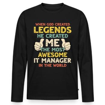 IT Manager - Männer Premium Bio Langarmshirt - Schwarz - Vorne - Nico (187cm)