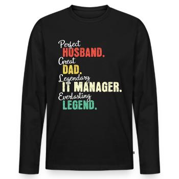 IT Manager Papa - Männer Premium Bio Langarmshirt - Schwarz - Vorne - Nico (187cm)