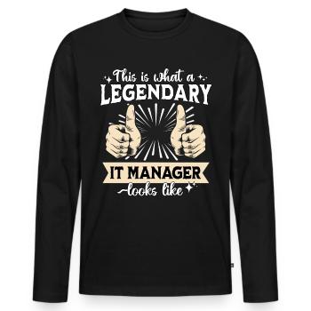 Legendärer IT Manager - Männer Premium Bio Langarmshirt - Schwarz - Vorne - Nico (187cm)