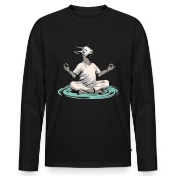 Goat yoga meditation, yoga class, yoga - Men's Premium Organic Long Sleeve Shirt - black - Front - Nico (187cm)