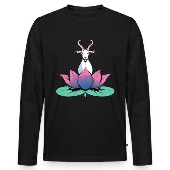 Goat yoga meditation, yoga class, yoga - Men's Premium Organic Long Sleeve Shirt - black - Front - Nico (187cm)