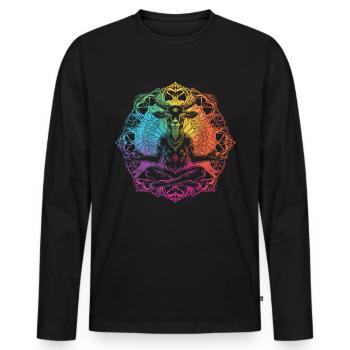 Goat yoga meditation, yoga class, yoga - Men's Premium Organic Long Sleeve Shirt - black - Front - Nico (187cm)