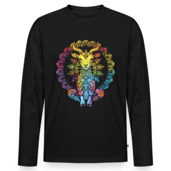 Goat yoga meditation, yoga class, yoga - Men's Premium Organic Long Sleeve Shirt - black - Front - Nico (187cm)