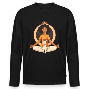 Goat yoga meditation, yoga class, yoga - Men's Premium Organic Long Sleeve Shirt - black - Front - Nico (187cm)