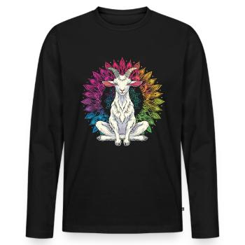 Goat yoga meditation, yoga class, yoga - Men's Premium Organic Long Sleeve Shirt - black - Front - Nico (187cm)
