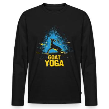Goat yoga meditation, yoga class, yoga - Men's Premium Organic Long Sleeve Shirt - black - Front - Nico (187cm)