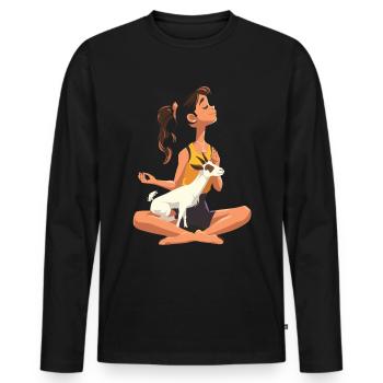 Goat yoga meditation, yoga class, yoga - Men's Premium Organic Long Sleeve Shirt - black - Front - Nico (187cm)
