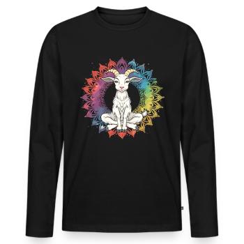 Goat yoga meditation, yoga class, yoga - Men's Premium Organic Long Sleeve Shirt - black - Front - Nico (187cm)
