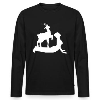 Goat yoga meditation, yoga class, yoga - Men's Premium Organic Long Sleeve Shirt - black - Front - Nico (187cm)