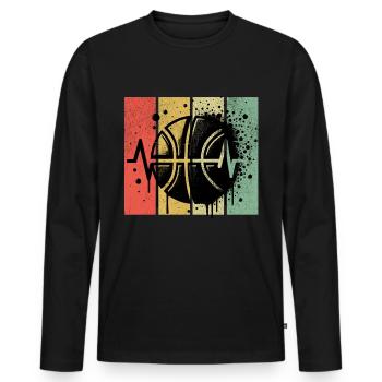 Basket-ball rétro - T-shirt manches longues Premium bio Homme - noir - Devant - Nico (187cm)