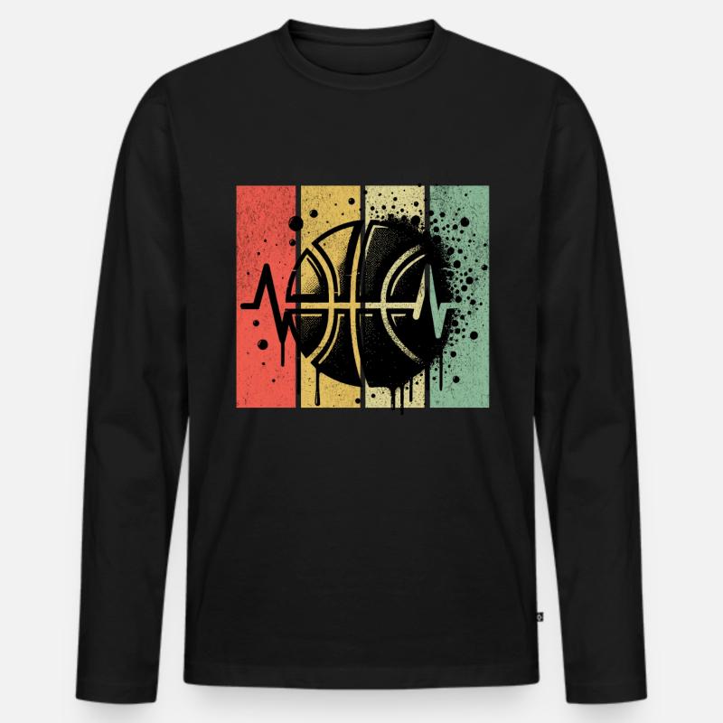 Basketball Retro - Männer Premium Bio Langarmshirt - Schwarz