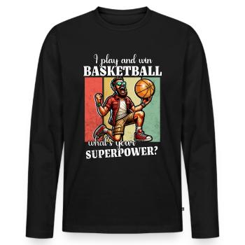 Funny Basketball Saying - Men's Premium Organic Long Sleeve Shirt - black - Front - Nico (187cm)