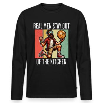 Funny Basketball Saying - Men's Premium Organic Long Sleeve Shirt - black - Front - Nico (187cm)