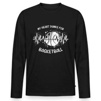 ECG de basket-ball - T-shirt manches longues Premium bio Homme - noir - Devant - Nico (187cm)
