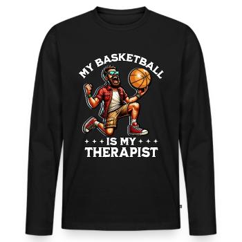 Funny Basketball Saying - Men's Premium Organic Long Sleeve Shirt - black - Front - Nico (187cm)