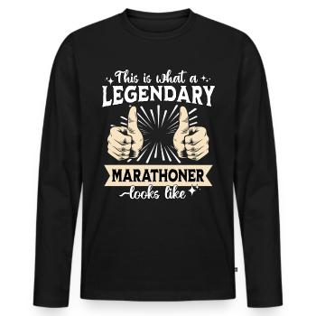 Marathonien légendaire - T-shirt manches longues Premium bio Homme - noir - Devant - Nico (187cm)