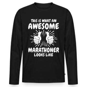 Marathon runner - Men's Premium Organic Long Sleeve Shirt - black - Front - Nico (187cm)