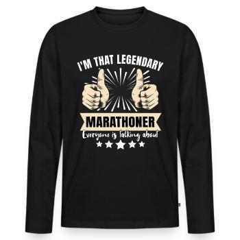 Marathonien légendaire - T-shirt manches longues Premium bio Homme - noir - Devant - Nico (187cm)