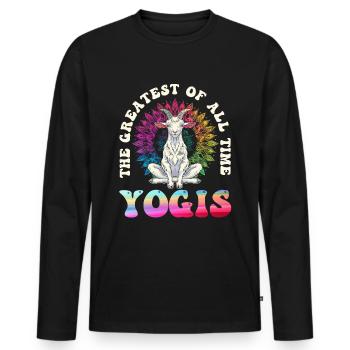 Méditation yoga chèvre, cours de yoga, yoga - T-shirt manches longues Premium bio Homme - noir - Devant - Nico (187cm)