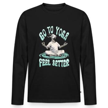 Goat yoga meditation, yoga class, yoga - Men's Premium Organic Long Sleeve Shirt - black - Front - Nico (187cm)