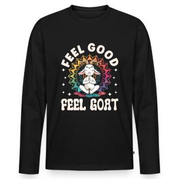 Goat yoga meditation, yoga class, yoga - Men's Premium Organic Long Sleeve Shirt - black - Front - Nico (187cm)