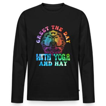Goat yoga meditation, yoga class, yoga - Men's Premium Organic Long Sleeve Shirt - black - Front - Nico (187cm)