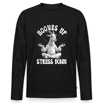 Goat yoga meditation, yoga class, yoga - Men's Premium Organic Long Sleeve Shirt - black - Front - Nico (187cm)