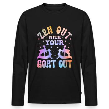 Goat yoga meditation, yoga class, yoga - Men's Premium Organic Long Sleeve Shirt - black - Front - Nico (187cm)