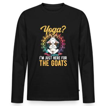 Goat yoga meditation, yoga class, yoga - Men's Premium Organic Long Sleeve Shirt - black - Front - Nico (187cm)