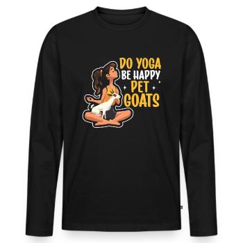 Goat yoga meditation, yoga class, yoga - Men's Premium Organic Long Sleeve Shirt - black - Front - Nico (187cm)