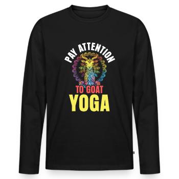 Méditation yoga chèvre, cours de yoga, yoga - T-shirt manches longues Premium bio Homme - noir - Devant - Nico (187cm)
