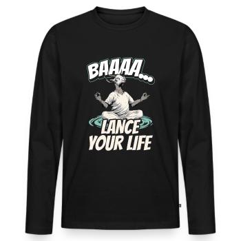 Goat yoga meditation, yoga class, yoga - Men's Premium Organic Long Sleeve Shirt - black - Front - Nico (187cm)